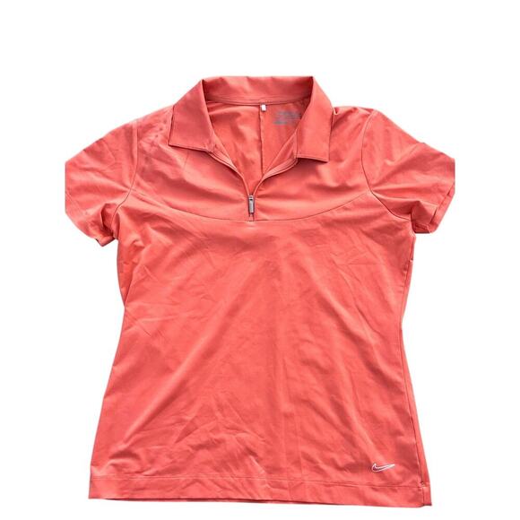 Nike Orange Dri-Fit Golf Tour Performance Zip Up Polo Shirt Size Large - Picture 1 of 6